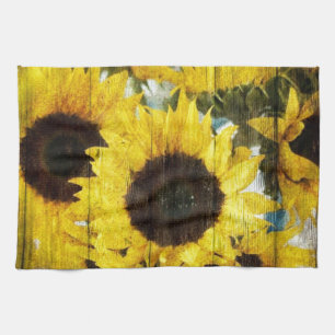 Primitive Barnholz Western Land Sonnenblumen Handtuch