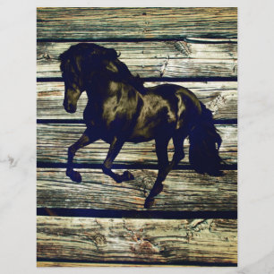 Primitive BarnWood Reittier Schwarzer Hengst Pferd