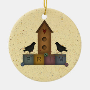 Primitive Birdhouse-Ornament Keramikornament