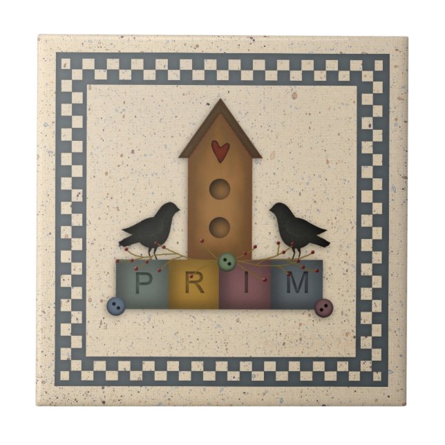 Primitive Birdhouse Tile Fliese (Vorderseite)