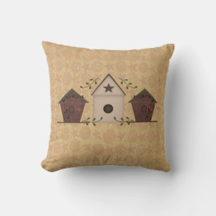 Primitive Birdhouses Pillow Kissen