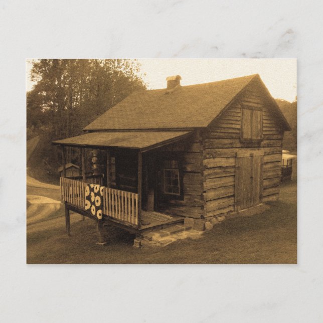 Primitive Blockhütte Postkarte (Vorderseite)