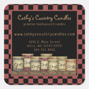 Primitive Country Candles & Pip Berries Quadratischer Aufkleber