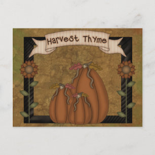 Primitive Country Fall Harvest Postkarte
