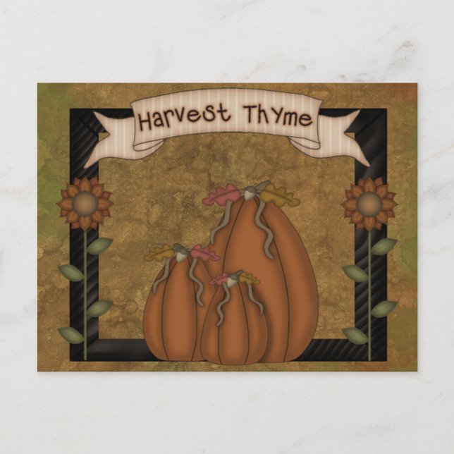 Primitive Country Fall Harvest Postkarte (Vorderseite)