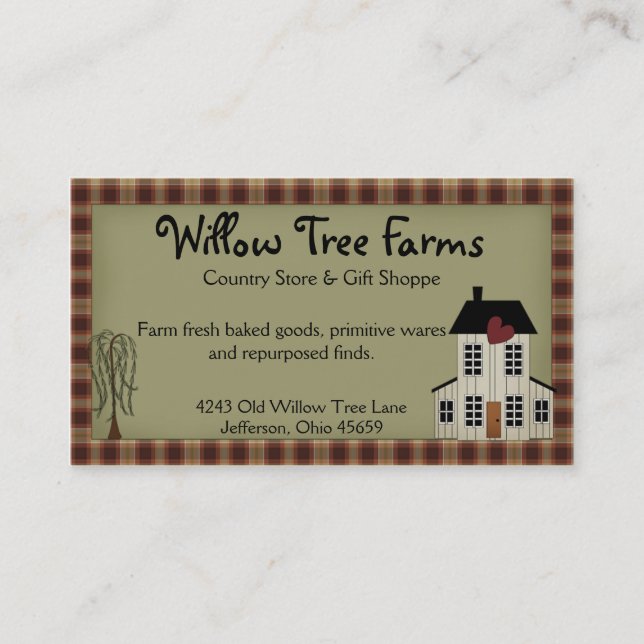 Primitive Country Farmhouse Style Business Card Visitenkarte (Vorderseite)