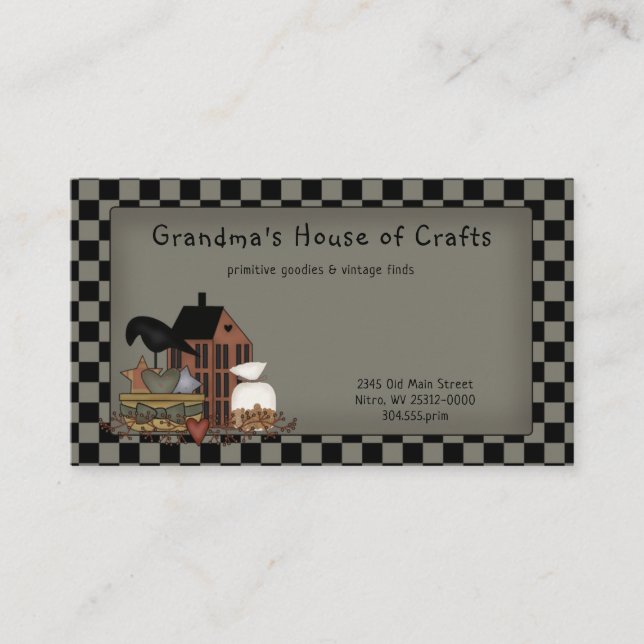 Primitive Country Grungy Saltbox Crow Candle Visitenkarte (Vorderseite)