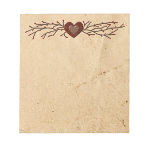 Primitive Country Heart Notepad Notizblock