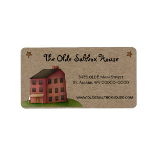 Primitive Country Saltbox House Rücksendeadresse L Adressaufkleber