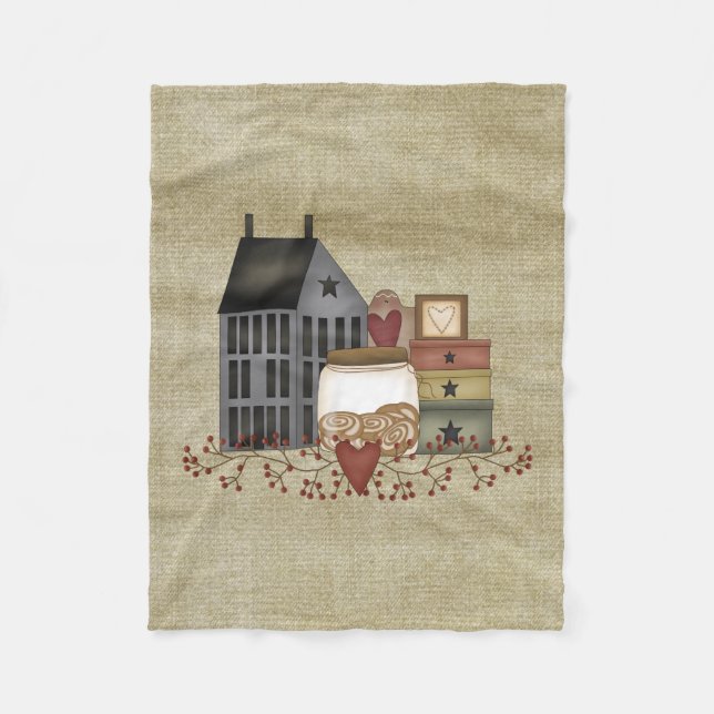 Primitive Country Whimsies Fleece Blanket (Vorderseite)
