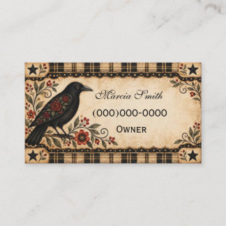 Primitive Crow & Roses Folk Art Visitenkarte