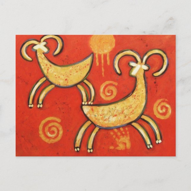 Primitive ethnische Big Horn Sheep Postkarte (Vorderseite)