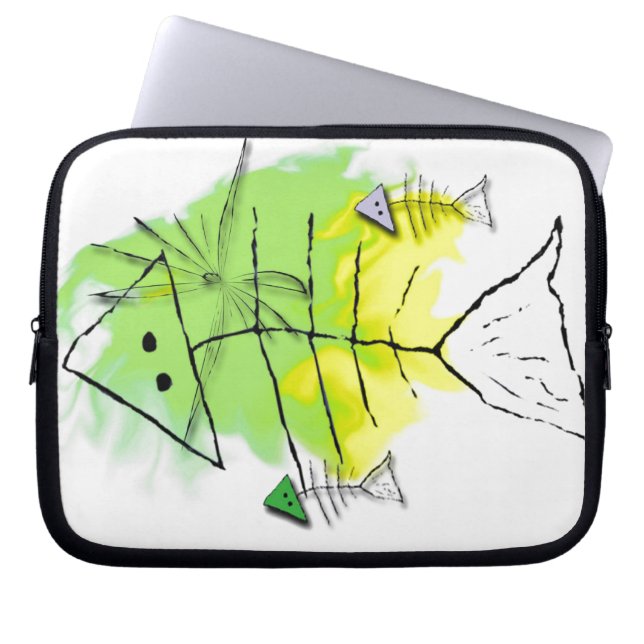 Primitive Fisch-Laptop-Tasche Laptopschutzhülle (Vorderseite)