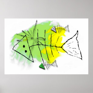 Primitive Fischkanvas drucken Poster
