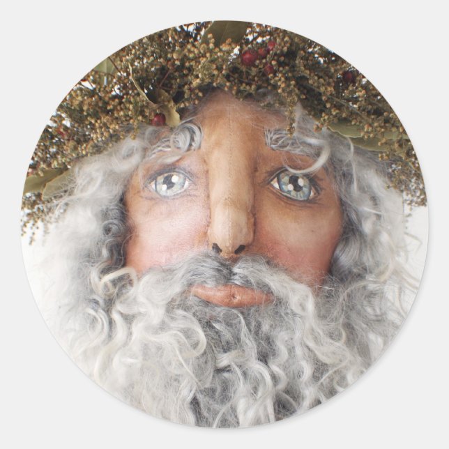 Primitive Folk Art Santa Sticker ~ Weihnachtskarte (Vorderseite)