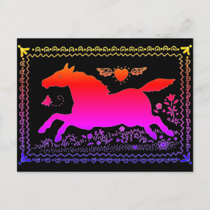 PRIMITIVE FOLKUNST, DIE DIE SILHOUETTE DER PFERDEQ POSTKARTE