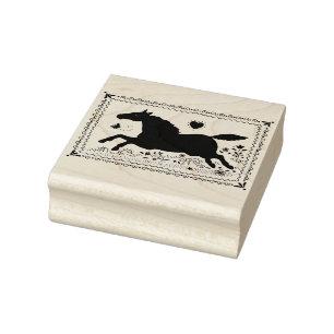 PRIMITIVE FOLKUNST - PFERDE, SILHOUETTE GUMMISTEMPEL
