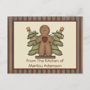 Primitive Gingerbrot Man Recipe Cards Postkarte
