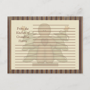 Primitive Gingerbrot Man Recipe Cards Postkarte