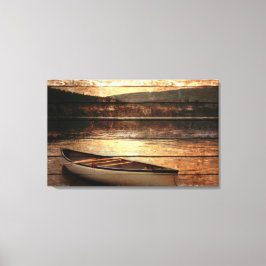 Primitive Holzkornreflexion Lake House Canoe Leinwanddruck