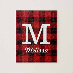 Primitive Hütte Roter Büffel Karierter Lumberjack Puzzle