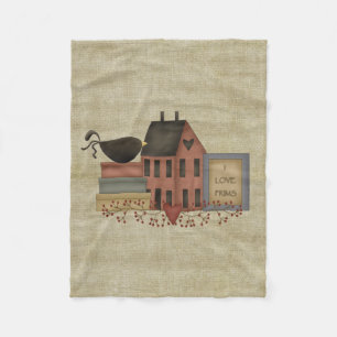 Primitive "I Liebe Prims"-Fleece Fleecedecke