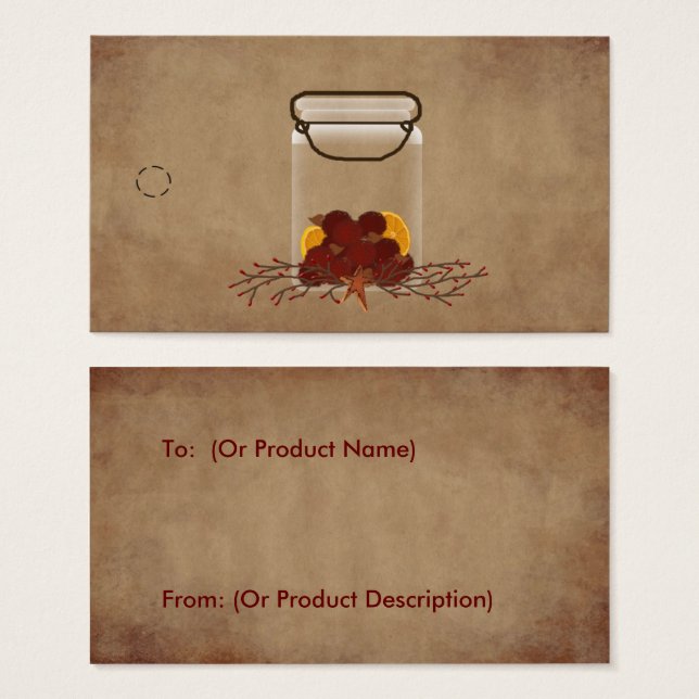 Primitive Jar Fixins Hang Tag (Vorne & Hinten)