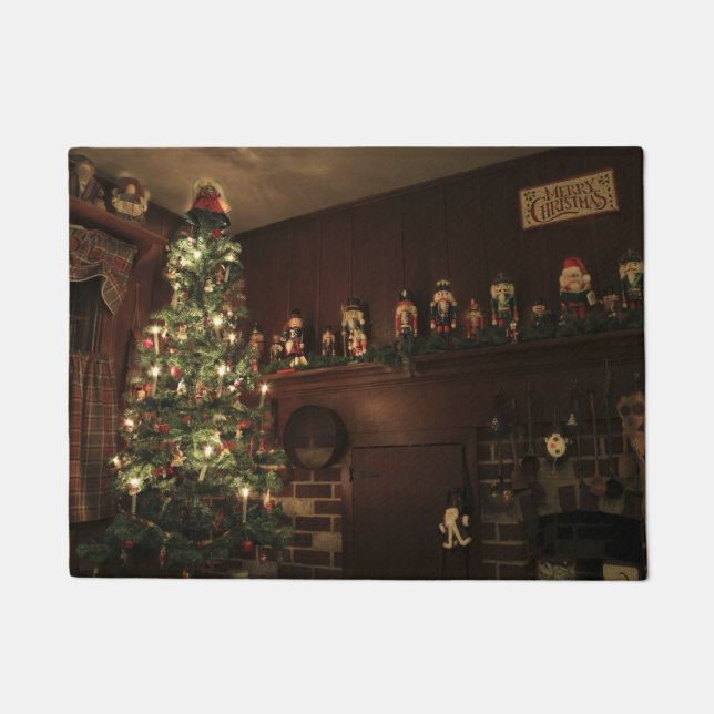 Primitive koloniale Weihnachtsfeiertage Fußmatte (Vorderseite)