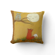 Primitive Kunstmalerei Holz Fox Owl Moon