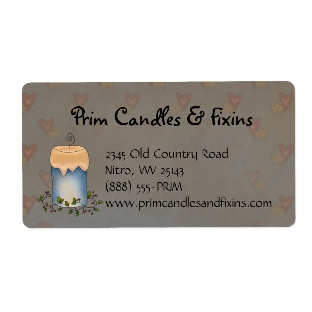 Primitive Landeskerze mit Beeren-Label (Vorne)