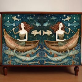 Primitive Meerjungfrau mit entfärbter Fisch Seidenpapier