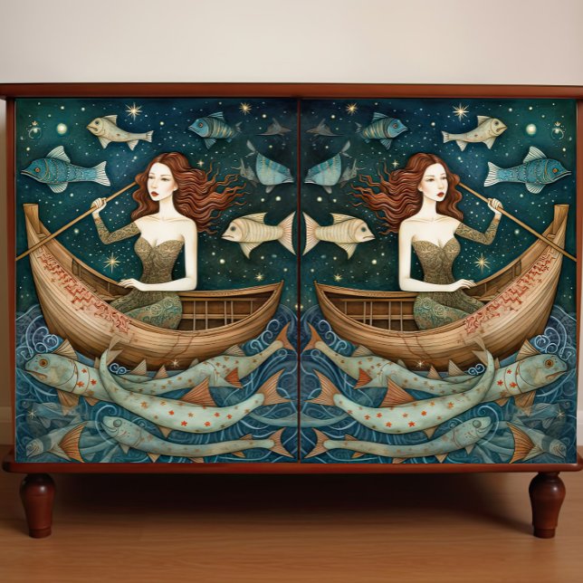 Primitive Meerjungfrau mit entfärbter Fisch Seidenpapier (Von Creator hochgeladen)
