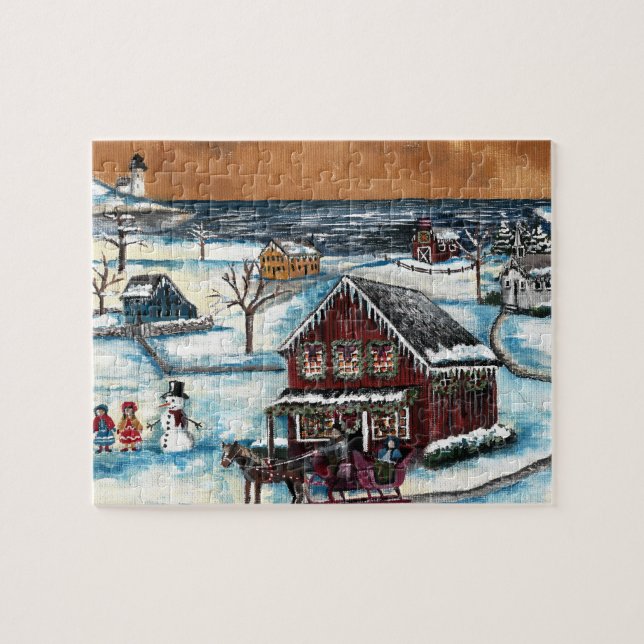 Primitive New England Weihnachten Puzzle (Horizontal)