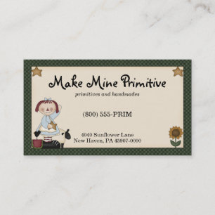 Primitive Puppe mit Gold Star Business Card Visitenkarte