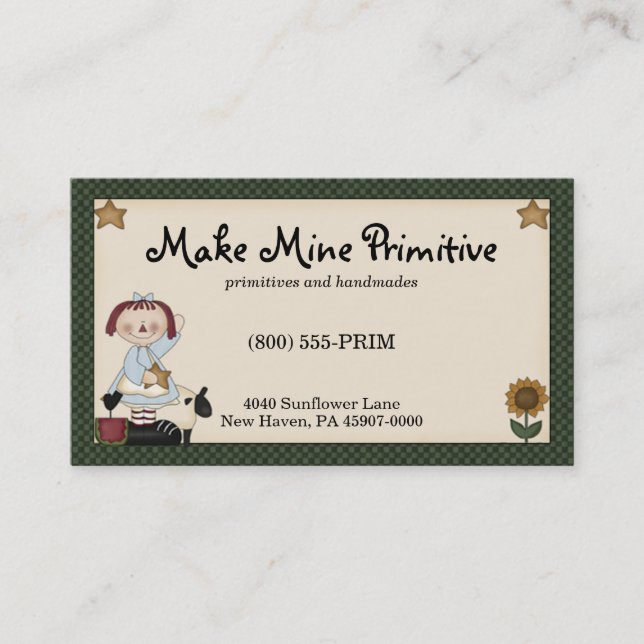 Primitive Puppe mit Gold Star Business Card Visitenkarte (Vorderseite)