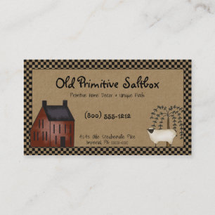 Primitive Red Saltbox House & Sheep Editable Visitenkarte