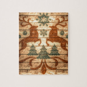 Primitive Rentierschneeflocken Nordische Weihnacht Puzzle