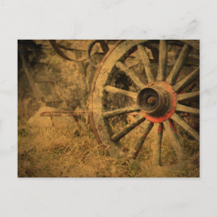 Primitive Rustic Western Country Wagon Wheel Postkarte