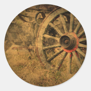 Primitive Rustic Western Country Wagon Wheel Runder Aufkleber
