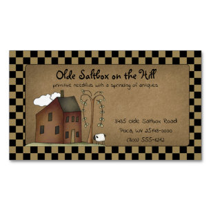 Primitive Rustikale Saltbox auf Kraft Magnetische Visitenkarte