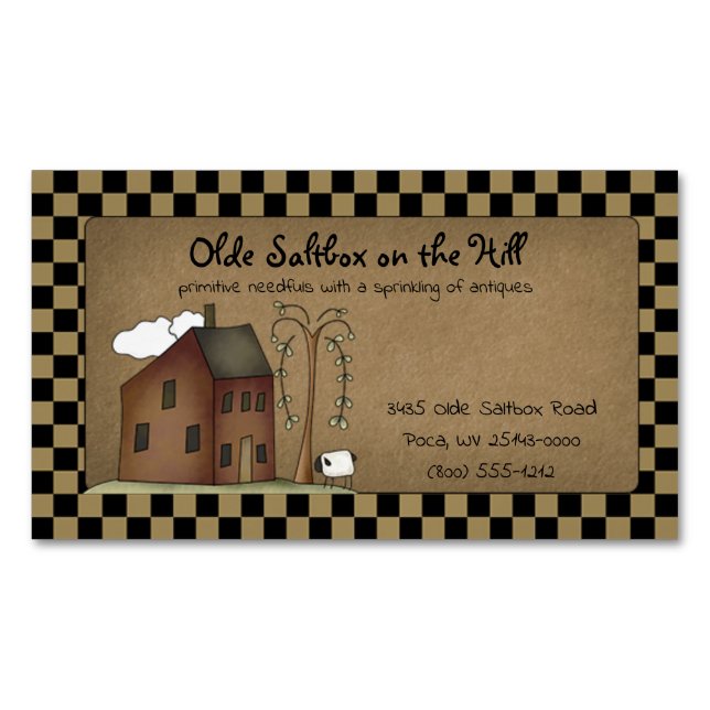Primitive Rustikale Saltbox auf Kraft Magnetische Visitenkarte (Vorderseite)