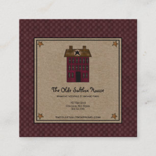 Primitive Saltbox House Rusty Star Kraft Quadratische Visitenkarte