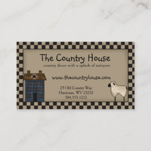 Primitive Saltbox House & Sheep Editable Visitenkarte