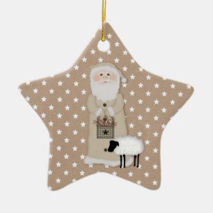 Primitive Santa Ornament