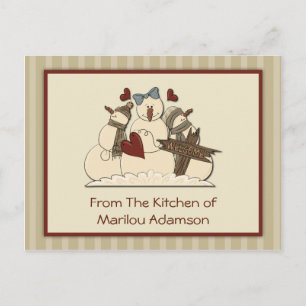 Primitive Schneemännerkarte Postkarte