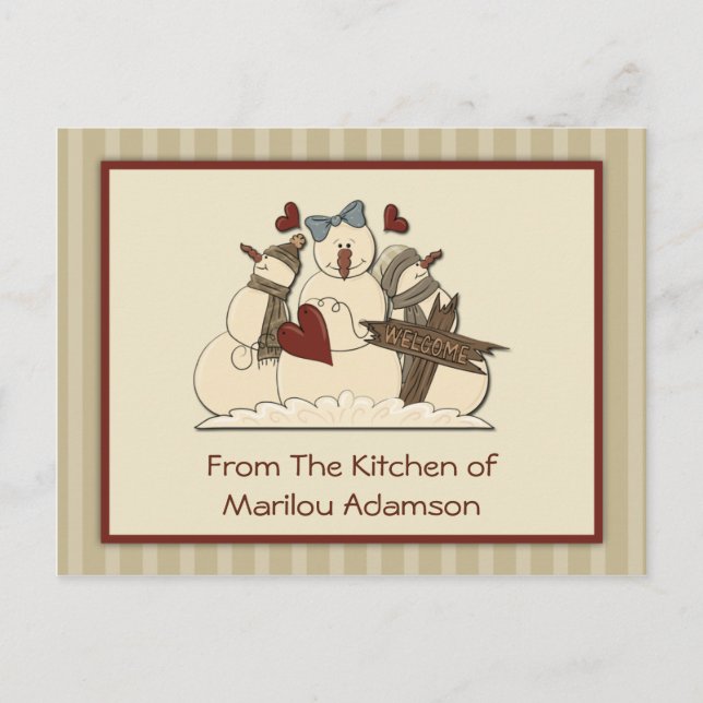 Primitive Schneemännerkarte Postkarte (Vorderseite)