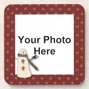 Primitive Snowman Custom Foto Cork Untersetzer