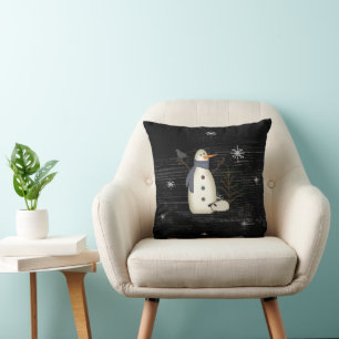 Primitive Snowman-Pillow Kissen