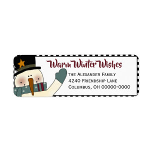 Primitive Snowman-Rücksendeadresse Label-Holiday
