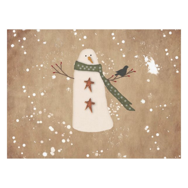 Primitive Snowman Tablecloth Tischdecke (Vorderseite (Horizontal))